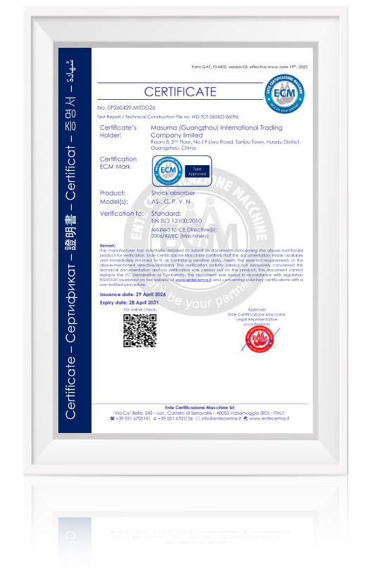 Shock Absorbers certificate